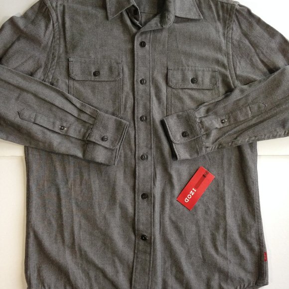 Mens IZOD Thick Cotton Fall Shirt Gray NEW WITH TAGS ships from Canada - Small - Picture 2 of 10